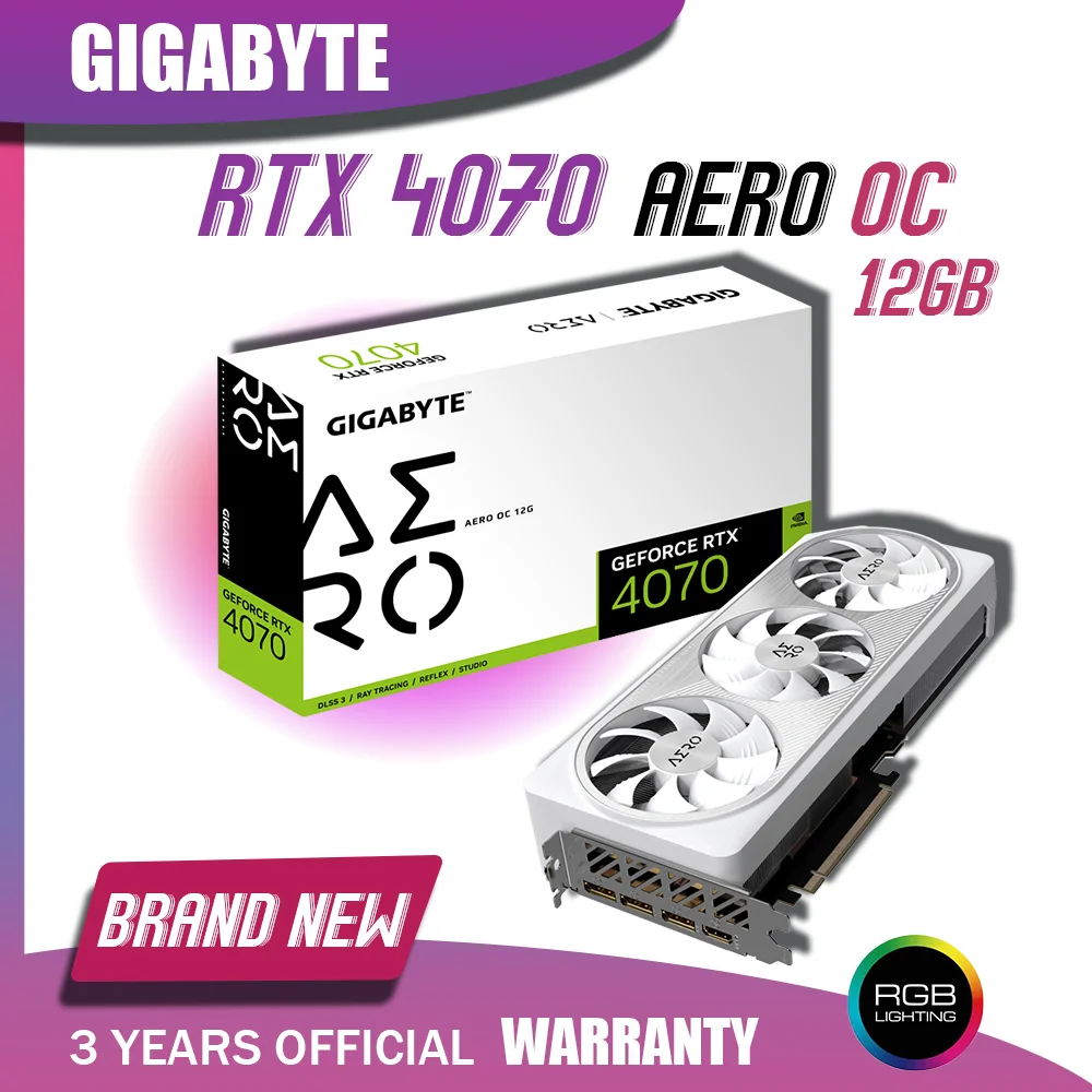 Видеокарта GIGABYTE RTX 4070 AERO OC 12G GPU NVIDIA RTX 4070 GDDR6X 12 Гб, видеокарта бит PCIE4.0, абсолютно новая