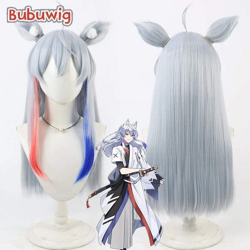 

Синтетические парики Bubuwig Donuku для косплея с ушками, разноцветные персиковые, 60 см, длинные прямые, смешанных цветов, термостойкие