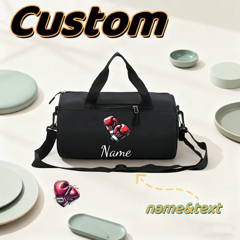 Personaized Name/Number Boxing Glove Print ' Text Bag - Lightweight Spacious Crossbody/Handbag with Adjustable Strap