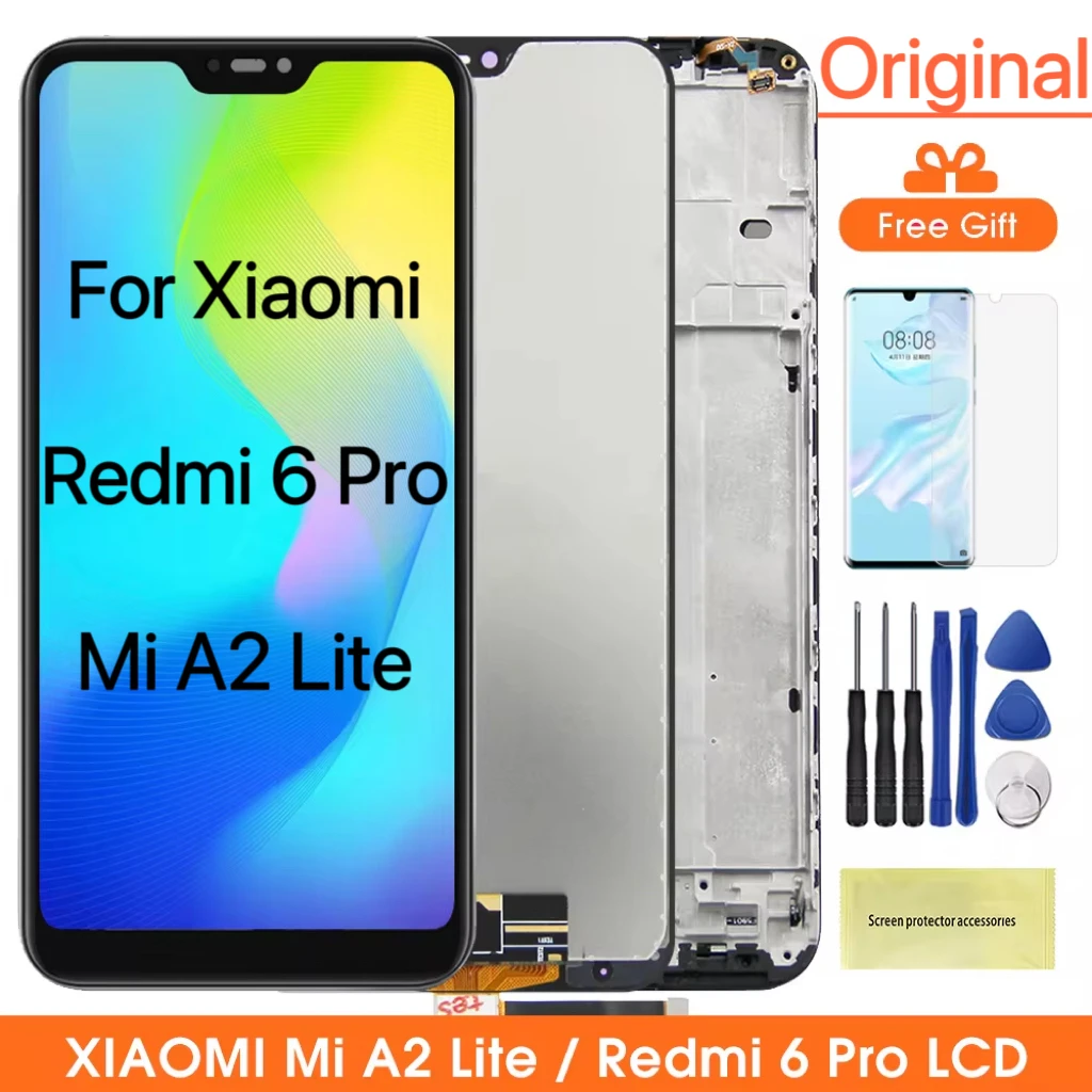 

5,84 "новый оригинальный экран для Xiaomi MiA2 Lite Redmi6 ProLcd дисплей сенсорный экран дигитайзер в сборе с рамкой для Redmi6Pro LCD