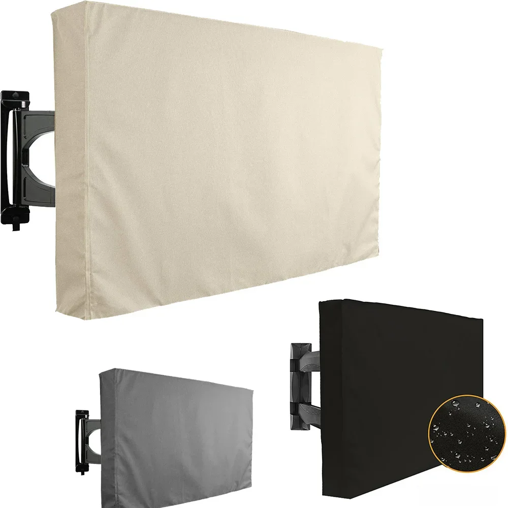 Weerbestendige Stofdichte Outdoor Tv Cover Beige 32 "36" 40 "46" 50 "55" 60 "65" Bescherm Tv-Scherm Tuin Terras Buiten Tv Hoes - afbeelding 2