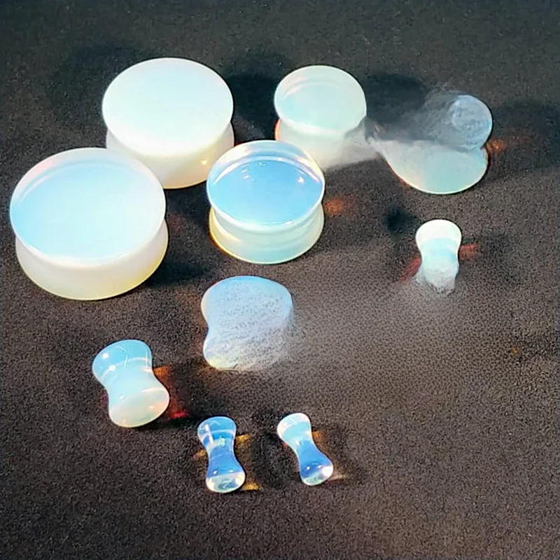 Para Opalite kamienne zatyczki do uszu tunele 4G-25mm ekspander do uszu Gauge dilataciones Piercing oreja moda piercing biżuteria — zdjęcie 2