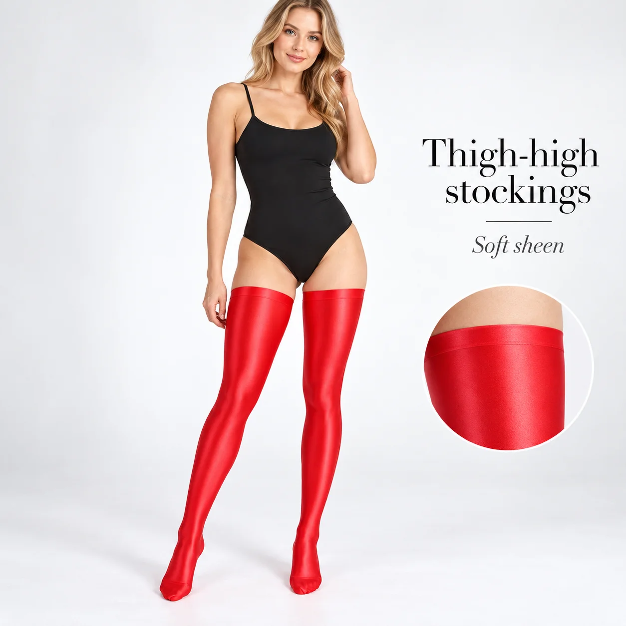 Women's Thigh High Stockings Silky Soft Sheen Nylon Spandex High Stretch Over the Knee Long Socks 1 Pair