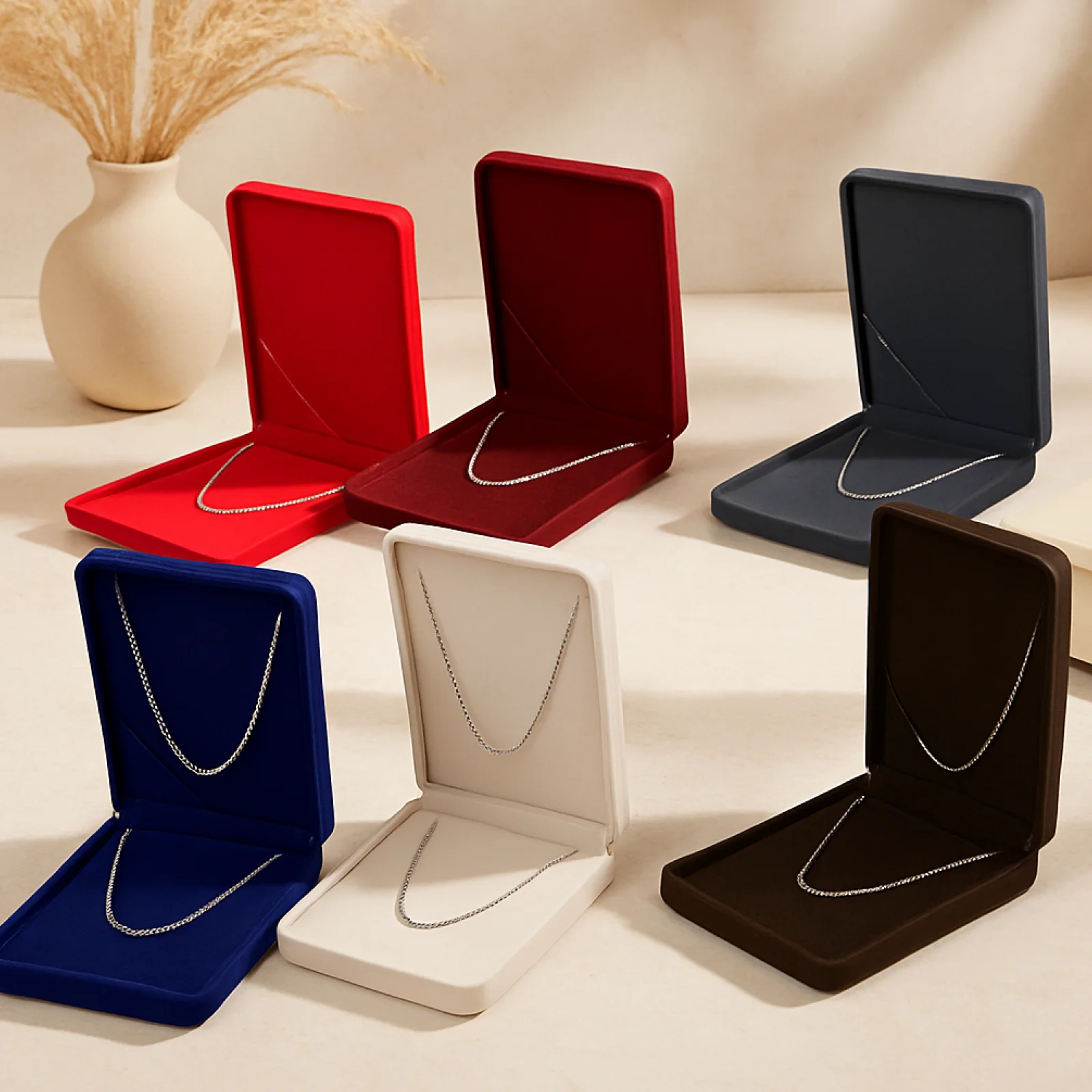 

Мягкий бархатный чехол для ожерелья с подвеской и крышкой, органайзер для хранения ювелирных изделий, держатель для безделушек, большая подарочная коробка для хранения сережек