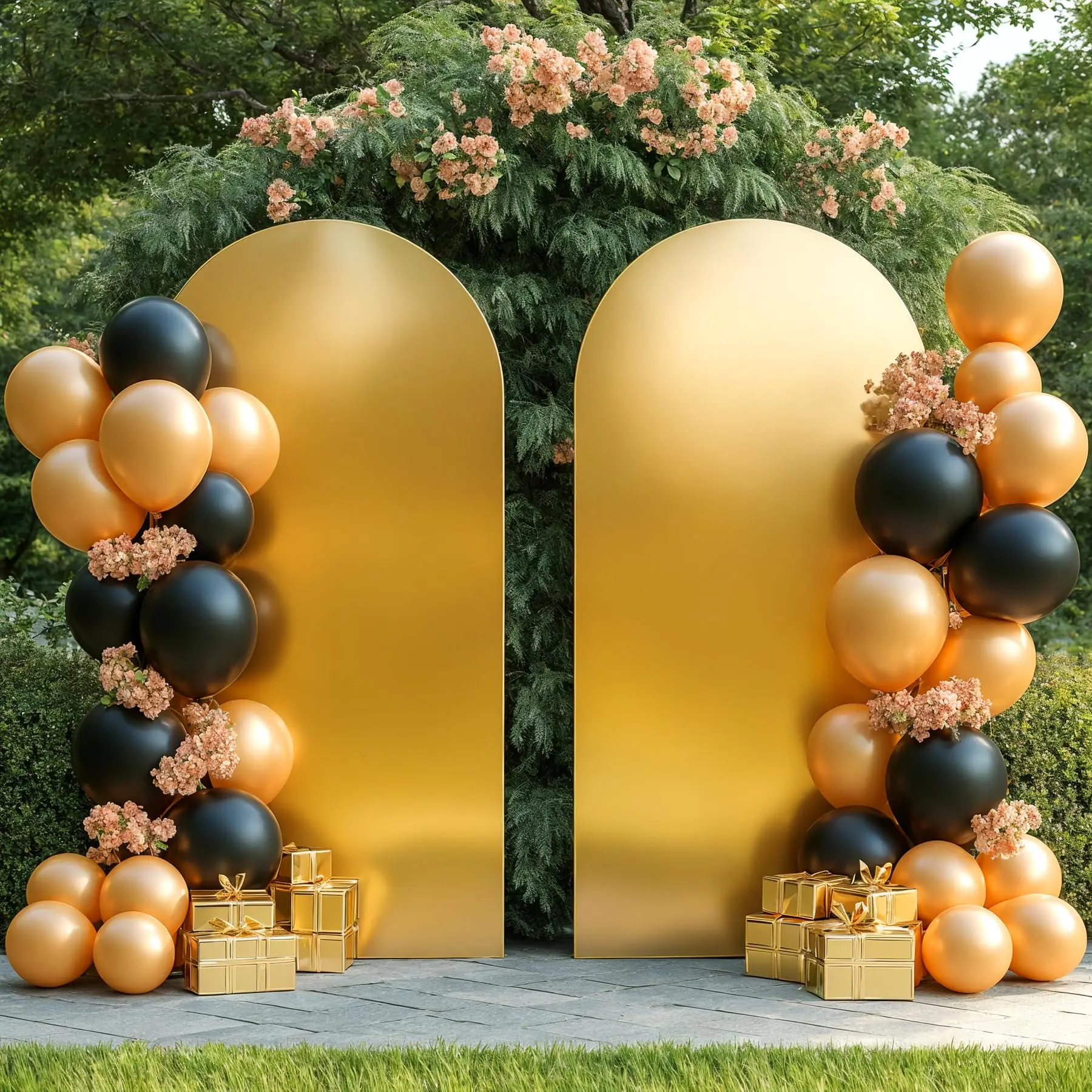 Housse de fond de scène Zstar Shiny pour arche de mariage, 2,2 m, en tissu doré coloré + soie laiteuse, pour mariages, cérémonies, décorations de banquets, doré