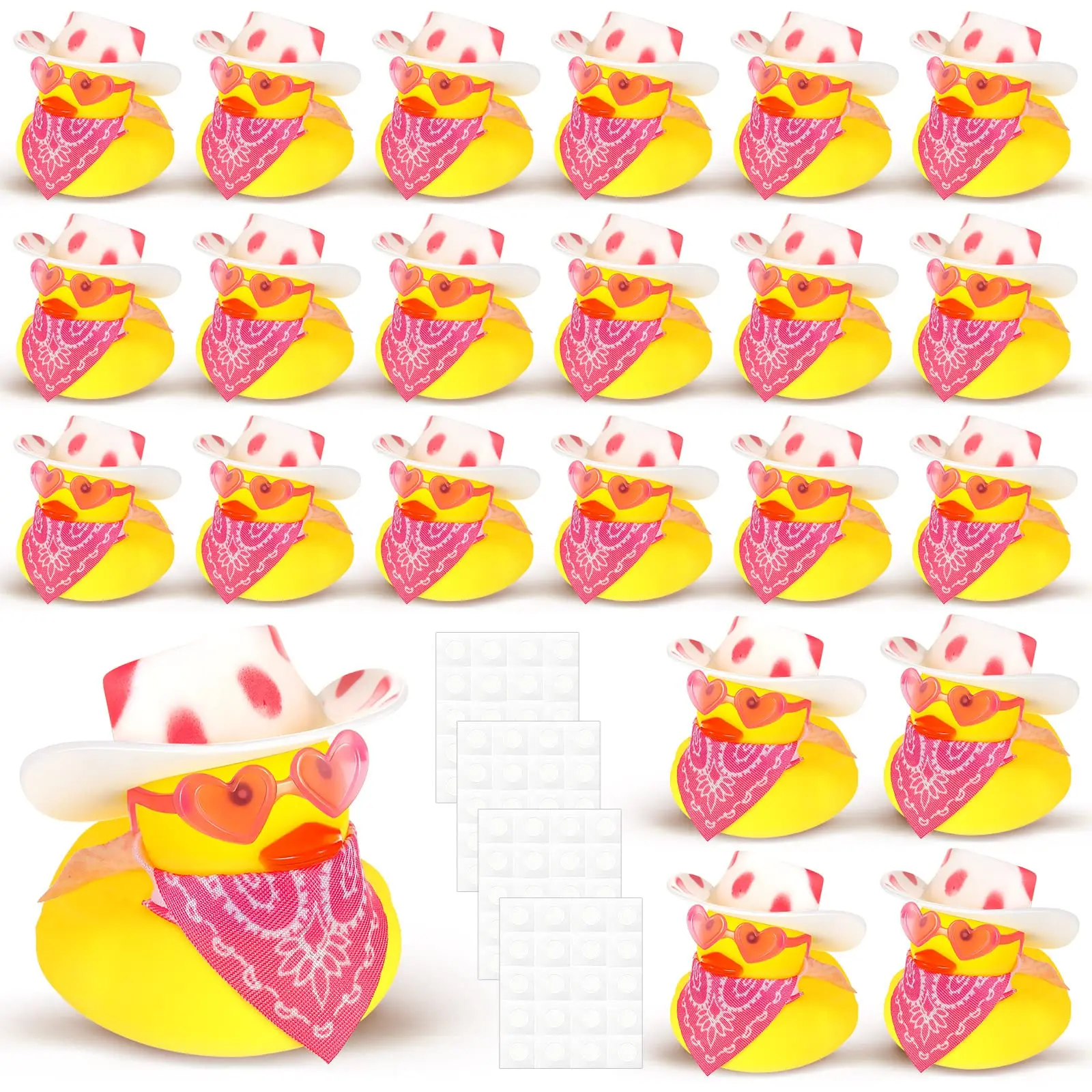 12/24/36 Pcs Valentine's Day Gift for Kids, Cowboy Rubber Duck Mini Rubber Duckies with Hat Glasses Scarf Shower Party Favor