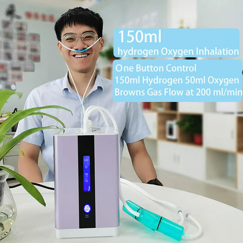 Hydrogen Inhalation Machine 99.99% Portable Purity Dual Outlet Hydrogen Oxygen Generator Spe Pem Tech Water Electrolysis Ionizer