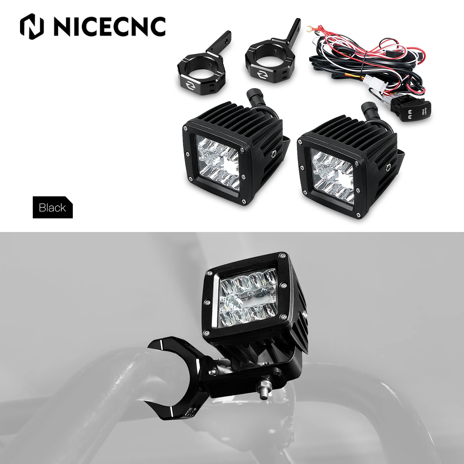 

NICECNC UTV 2PCS Work Light Kit 20W Pod Combo Beam Back Up Lights For Can Am Maverick X3 2017-2023 Polaris RZR XP 1000/Turbo