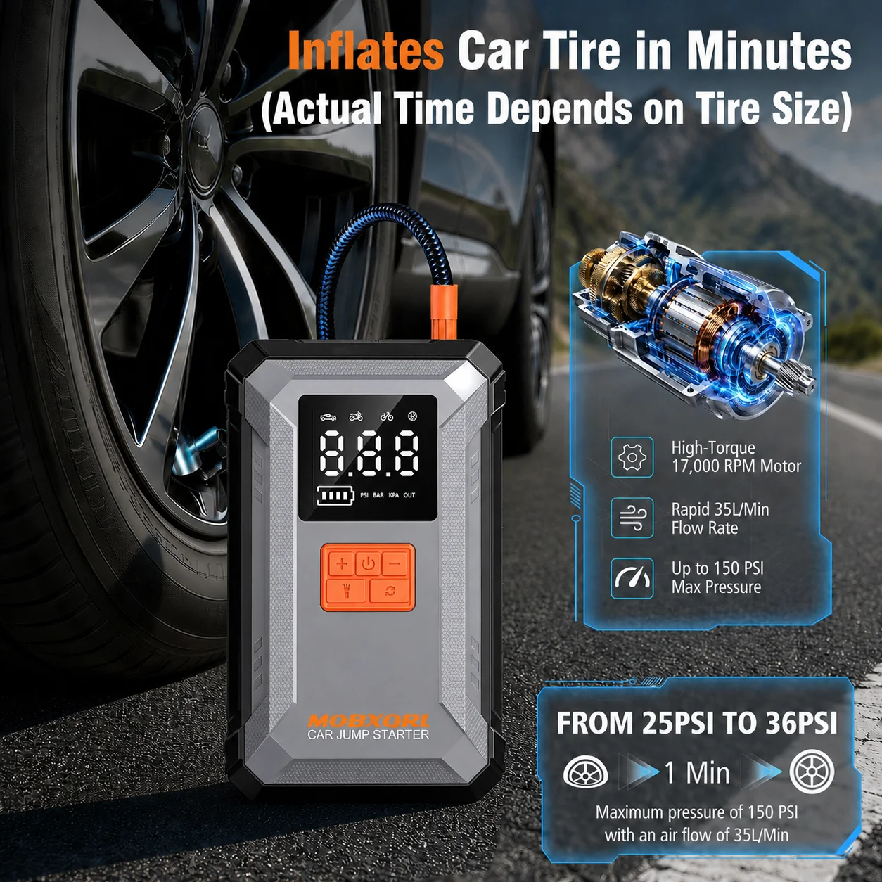 MOBXQRL 3000A Peak 8-in-1 Ultr - Lithium Jump Starter 3000A Peak recension och pris