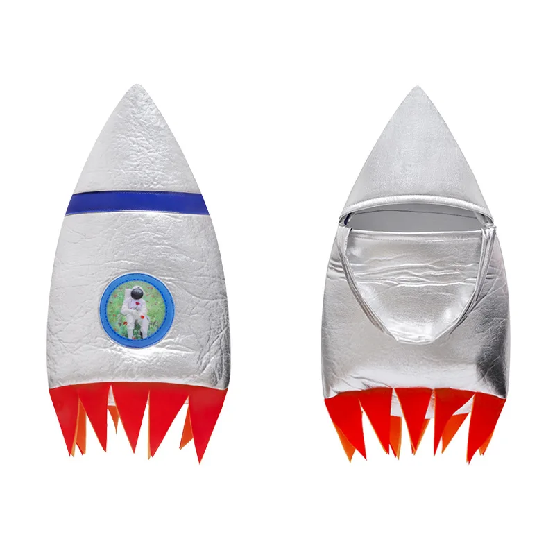 Unisex Mädchen Jungen Silber Spaceman Overall mit Treat Bag Kinder Astronaut Halloween Kostüm