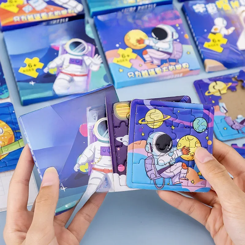 10 boîtes de dessin animé, thème d'astronaute de l'espace, Puzzle en papier, jouet pour enfants, cadeaux de fête d'anniversaire, remplissage de Pinata, prix scolaires