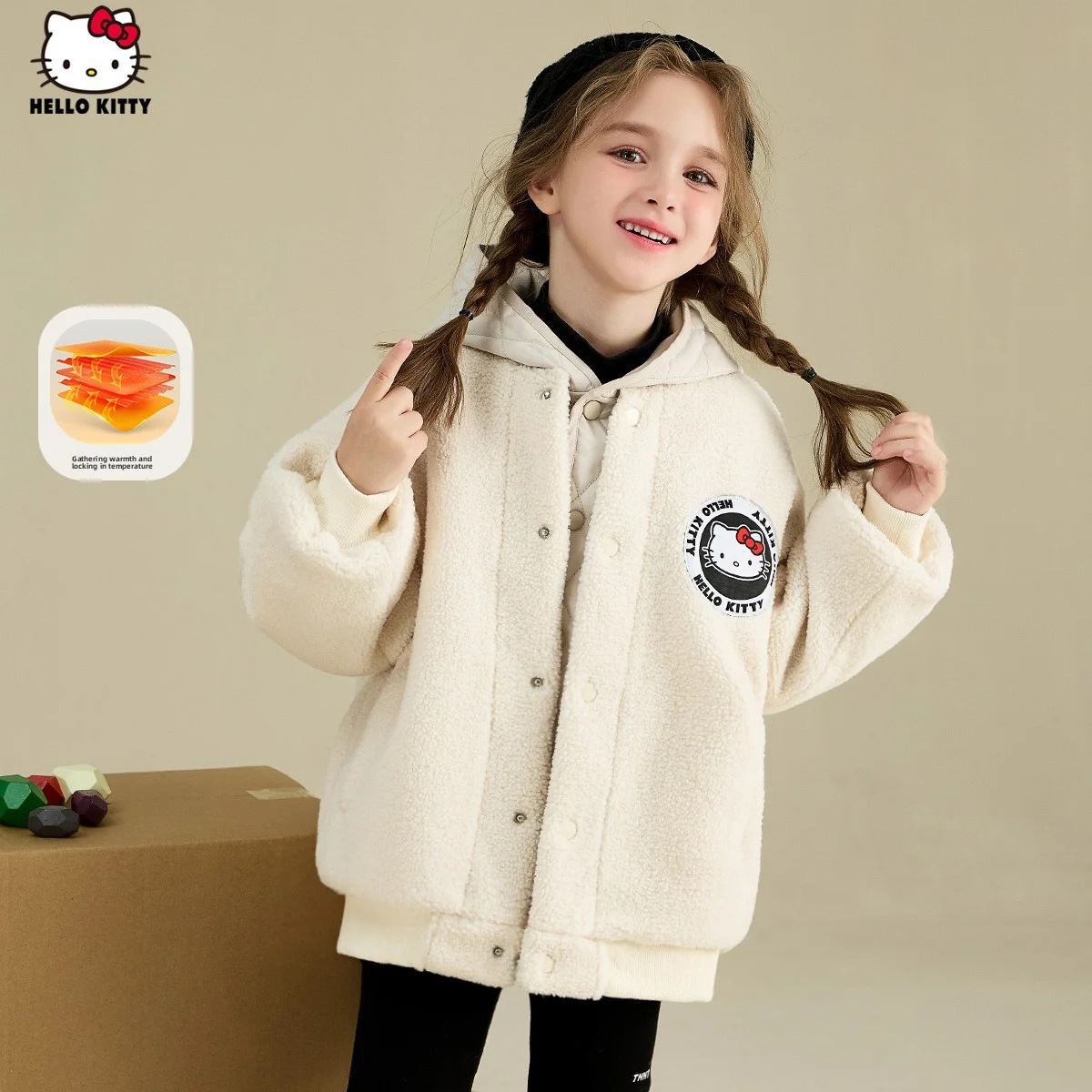 

[Officially Licensed] HelloKitty Girls' Winter New Fleece Jacket - Cartoon Warm Outerwear