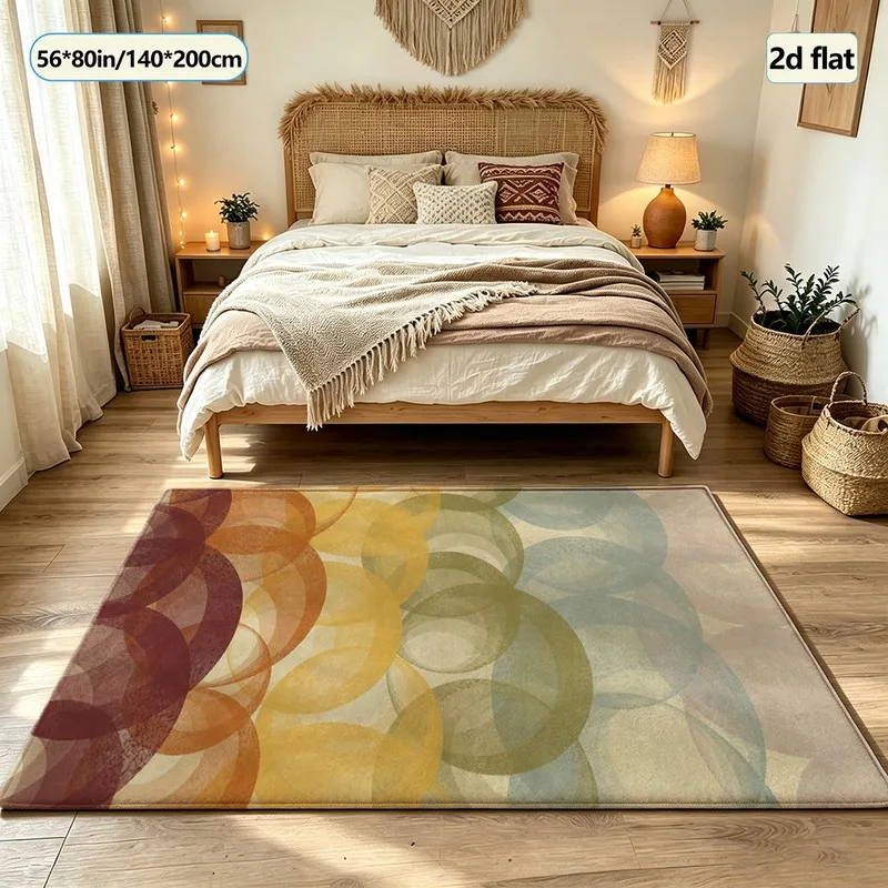 1 Piece of Soft and Comfortable Carpet with Abstract Translucent Circular Watercolor Patterns, Easy to Maintain, Suitable for Living Room, Bedroom, Hallway, Home Decor, Winter, Autumn, and All Seasons