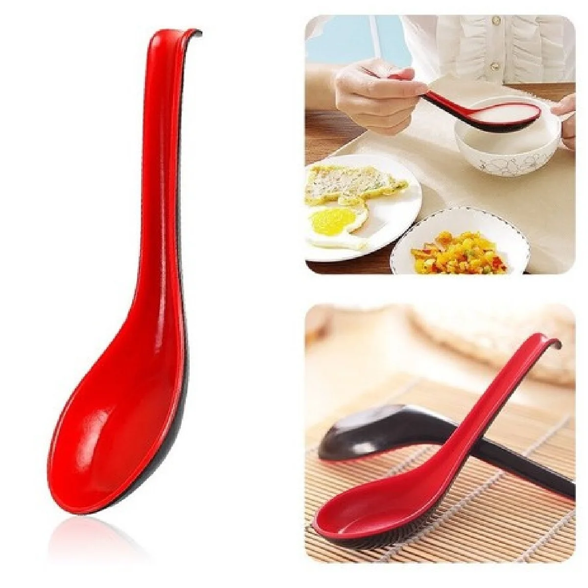 24 Oriental Spoon Japanese Melanin Black and Red