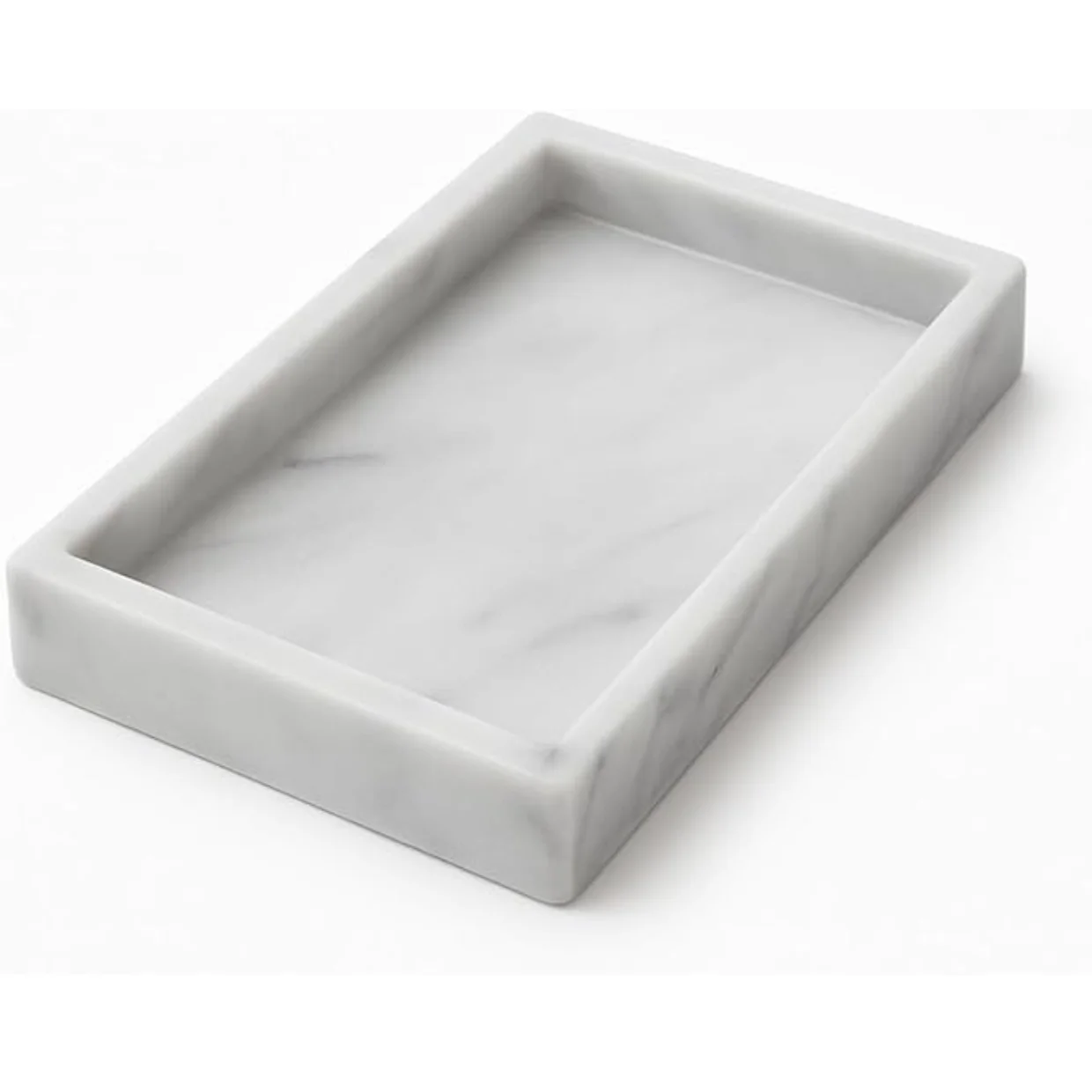 Vassoio in Marmo Bianco 25×15 cm – Rettangolare, Elegante e Compatto – Design Moderno per Bagno, Cucina e Soggiorno – Porta Profumi, Gioielli, Candele – Fatto a Mano in Italia | Kalu Creations