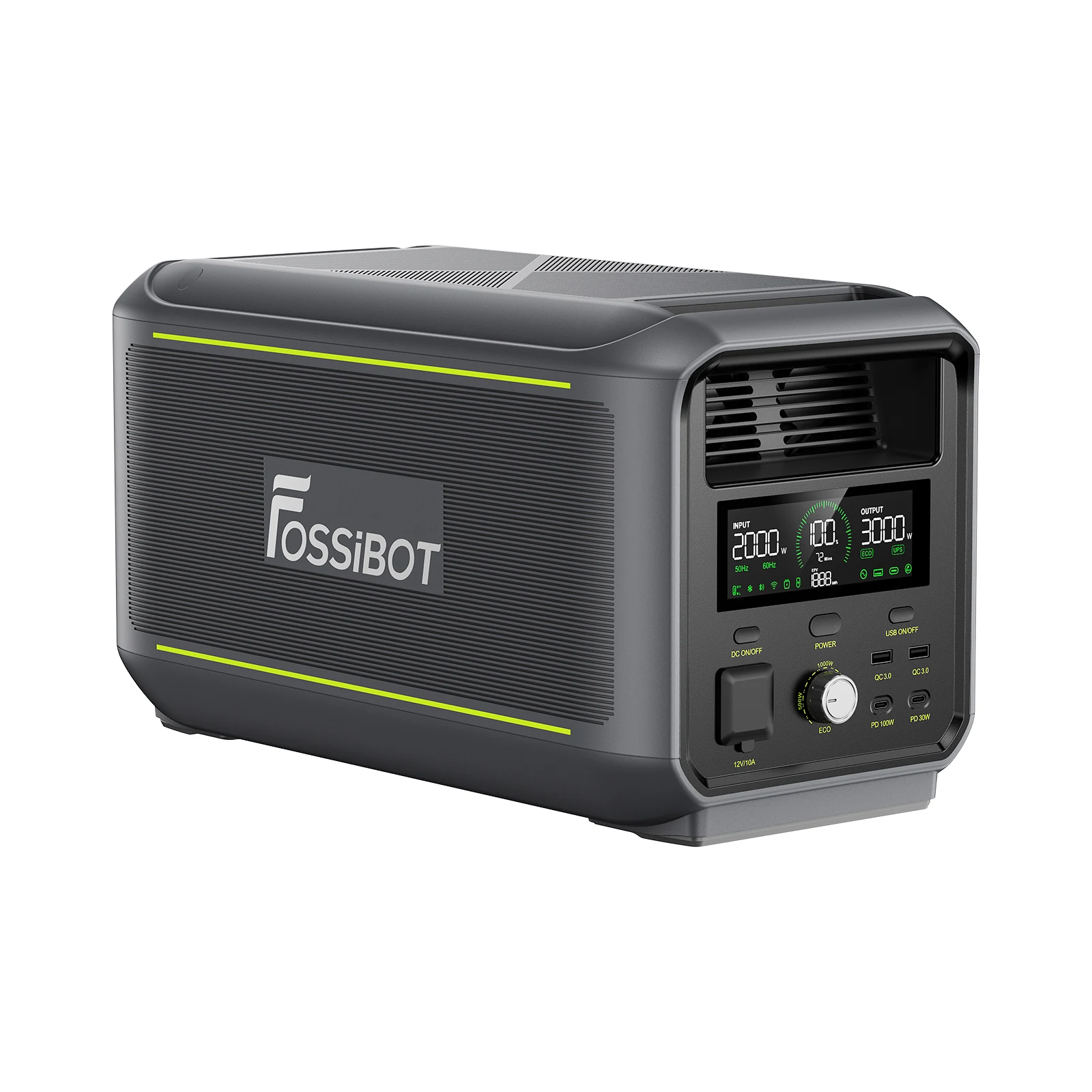 FOSSIBOT F3000 Stazione di Alimentazione Portatile 3000W con Pannello Solare Bifacciale da 200W, Generatore Solare, Batteria LiFePO4 da 2048Wh, Controllo tramite APP per Uso Esterno, Domestico,