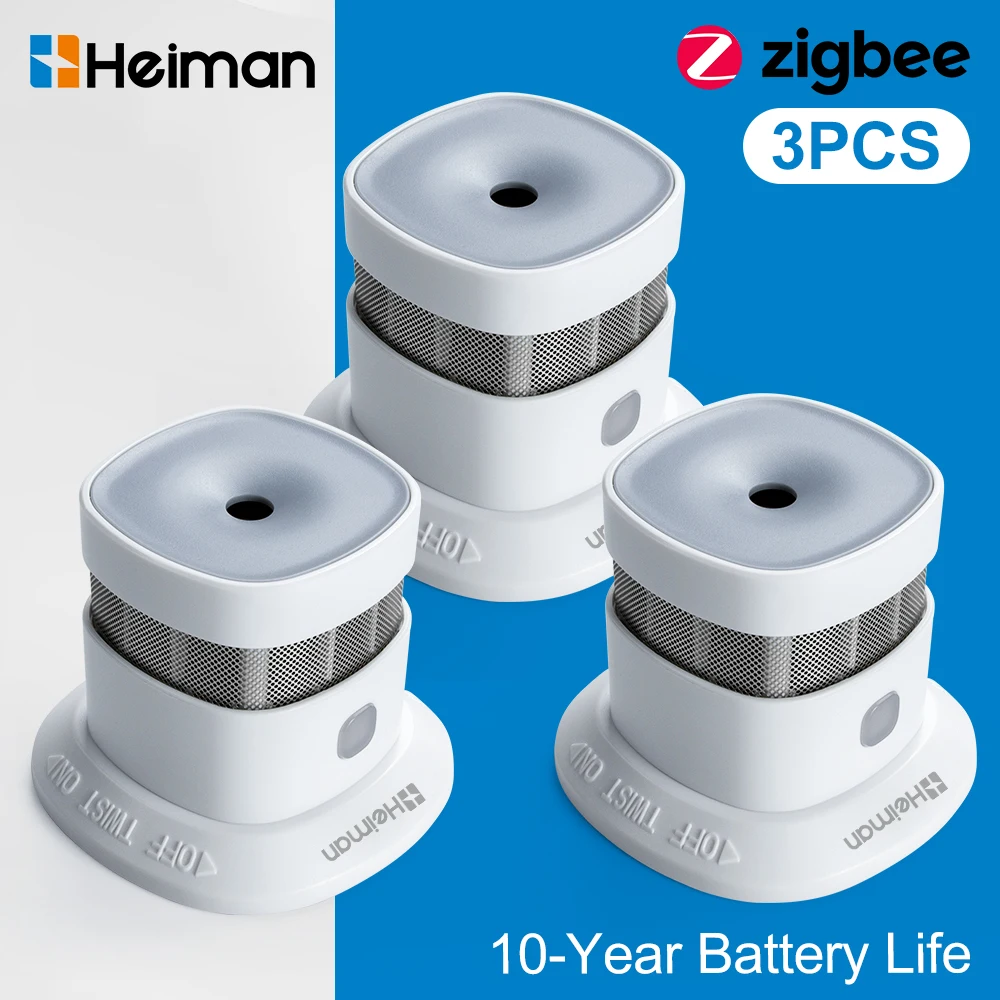 HEIMAN Zigbee Rookmelder – Brandalarmsensor, Hoge Gevoeligheid, Smart Home Systeem, Veiligheidsbescherming, Gratis Verzending
