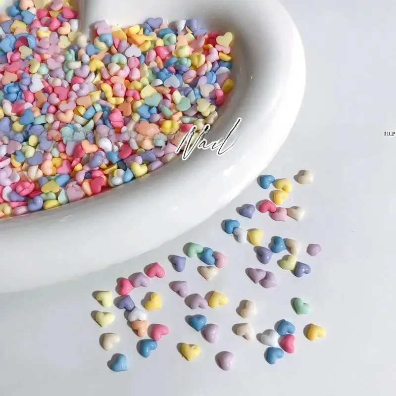 100Pcs Nail Art Mini Heart Charms 4x5mm Mix/White Resin Cute Rhinestones Heart Shaped Nail 3D Decals For Manicure Nail Supply — zdjęcie 2