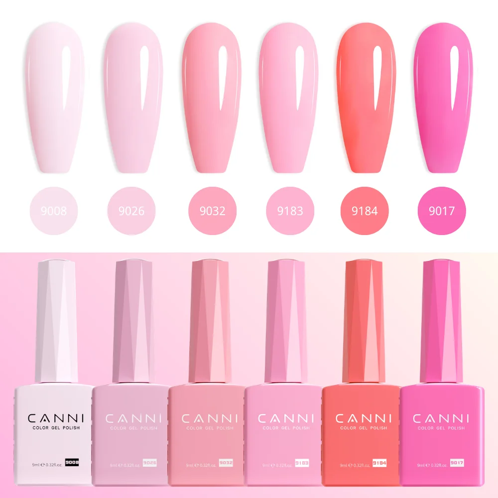 

CANNI NEW 6pcs/Lot HEMA TPO FREE Gel Polish Permanent Nail Varnish Long Lasting Manicure Gel Pink Green Red Nude Color DIY Salon
