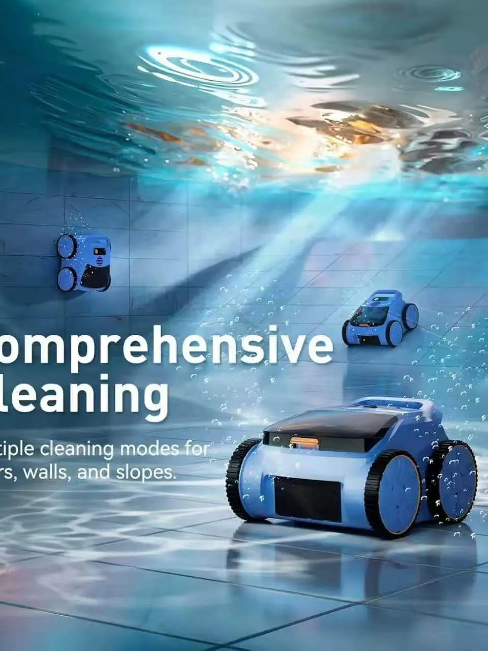 Seauto Pool-Staubsauger, 3 Modi für Boden- und Bodenpool bis zu 2150 Quadratmeter. Ft., hält bis zu 150 Minuten lang, bürstenloser 180-W-Motor