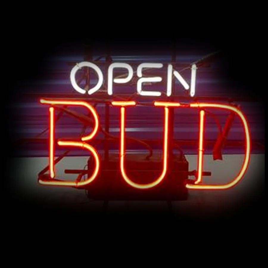 

BUD OPEN Neon Light Sign Budweise Lamp Wall Room Decor Open neon wall lights Store Business Display Real Glass Tube Handcraft