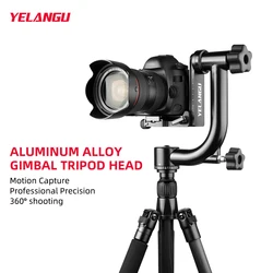 YELANGU Aluminum Alloy Camera Gimbal Stabilizer for DSLR Mirrorless Pocket Action Camera Sony 360 Degree Panoramic Tripod Head