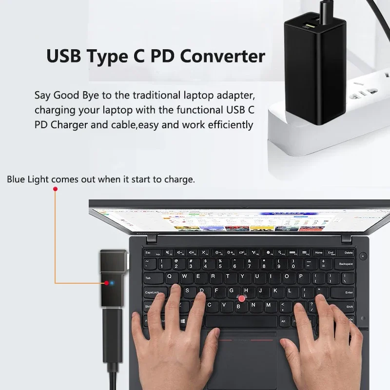 USB Tipo C Adaptador de Carregamento Rápido, Carregador Portátil, Conversor, Conector, Universal, Dell, Asus, Hp, Acer, Lenovo, 100W