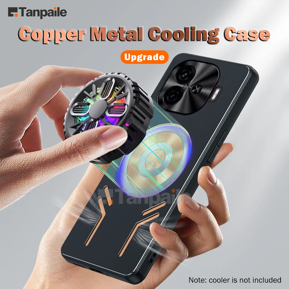 For Vivo IQoo Z9 Turbo+ Z9X Z8 Z7 12 11 109 8 Neo9 Neo8 Neo7 Copper Metal Cooling Case Shockproof Heat Dissipation Cover