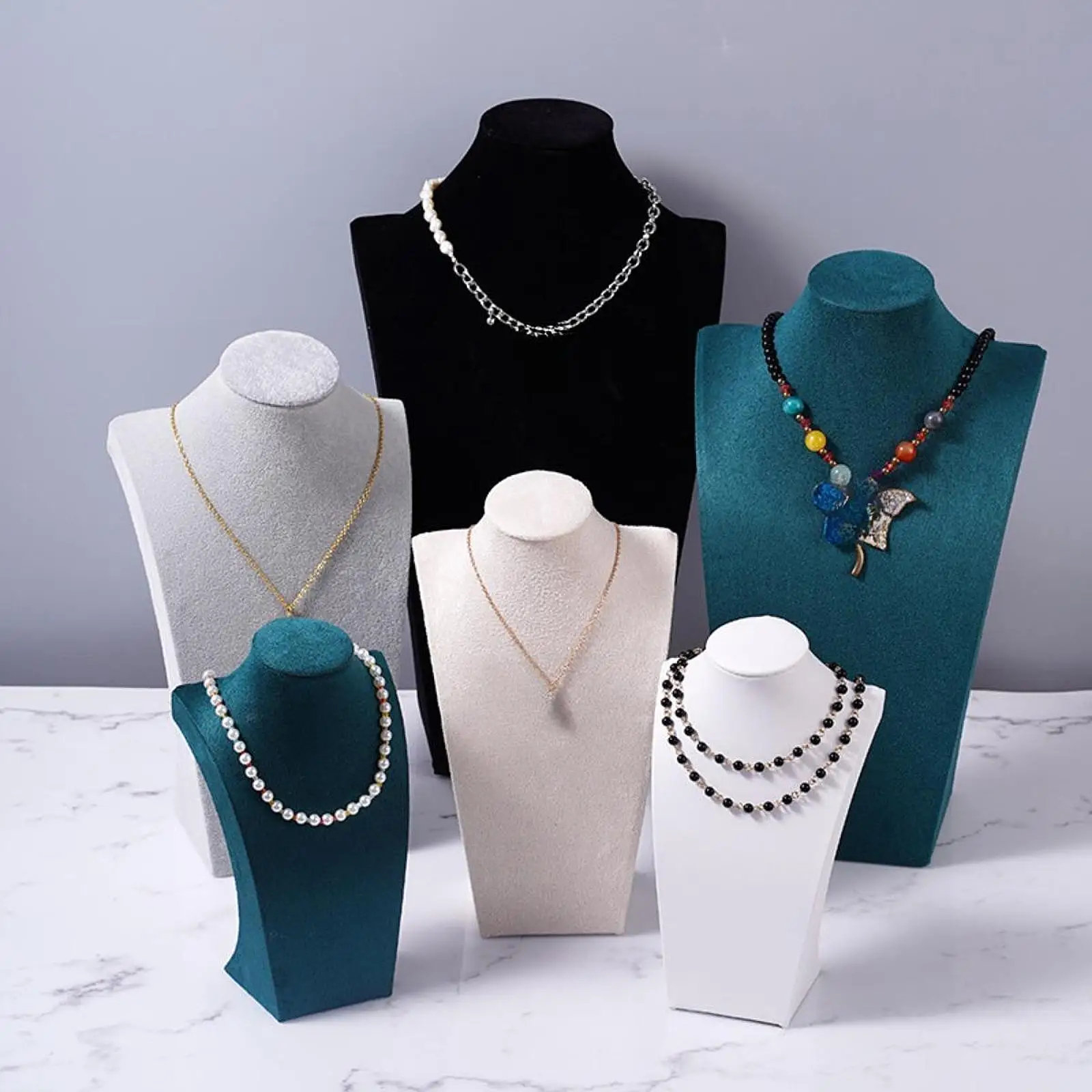 Necklace Display Stand Necklace Mannequin Holder Stand for Retail Stores Showcase Velvet Chain Jewelry Bust Holder Organizer