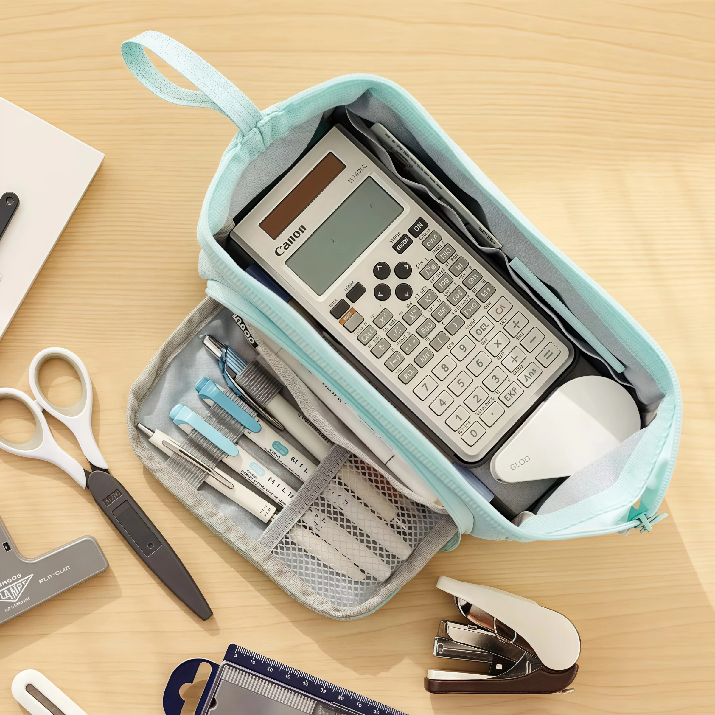 Extra Large Capacity Solid Color Pencil Case, Portable Simple Pencil Case Cosmetic Bag, School Office Supplies