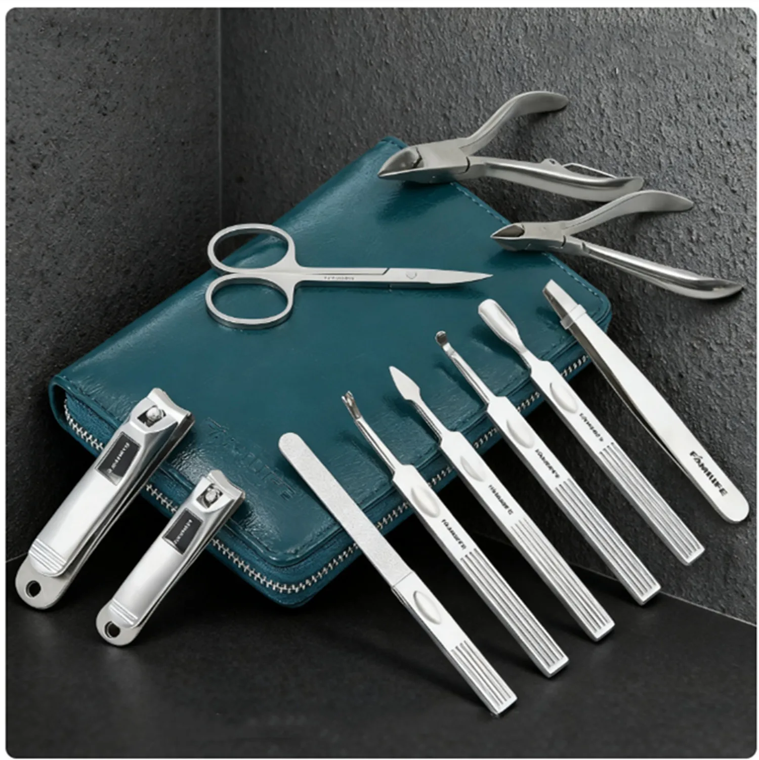 전문가용 매니큐어 세트, 11가지 기능 스테인리스 스틸 손톱깎이 페디큐어 관리 도구 네일 아트 용품 크리스마스 선물용