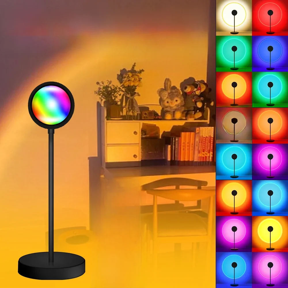 LED Projectors Night Light Sunset Lamp RGB LED Ring Light Color Lamp USB Rainbow Lamp Desk Decoration Home Atmosphere Lighting