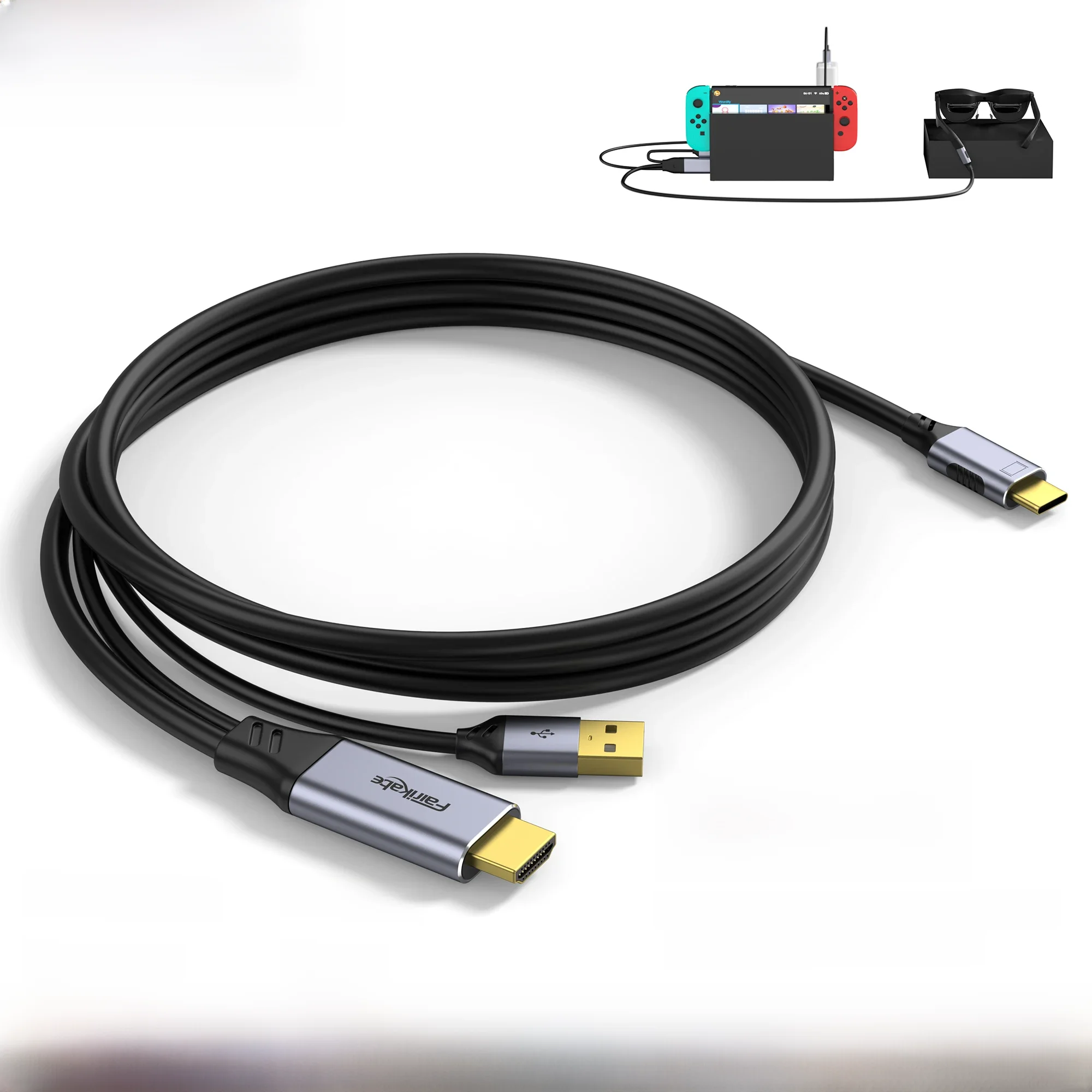 Kabel kompatybilny z HDMI typu C Adapter 4K60Hz 2M do PS5 Switch Steam Xbox do Xreal Air Nreal Air Przenośny dotykowy monitor — zdjęcie produktu 7