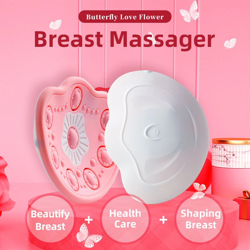 Electric Breast Massage Pads With Hot Compress Wireless Vibration Chest Massager Breast Enhancement Instrument Massage Therapy