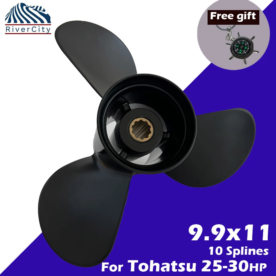 

River City Outboard Propeller for Tohatsu 25hp 30hp 3 Blade 10 Spline Aluminum Alloy Ship Marine Engine OEM 3R0B645230