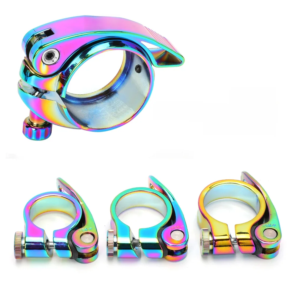 AliExpress Meische OUO Colorful Saddle Clamp Bicycle Seat Post Clamp 28.6/31.8/34.9mm Seatpost Tube Clamp Rainbow Mtb Bike Piece