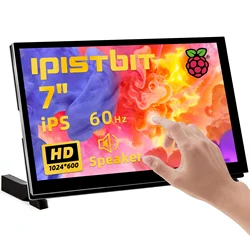 IPistBit-Monitor de pantalla táctil de 7 pulgadas para Raspberry Pi, pantalla LCD IPS 1024x600, altavoz Dual, HDMI, Monitor pequeño para Raspberry Pi, SIN controlador