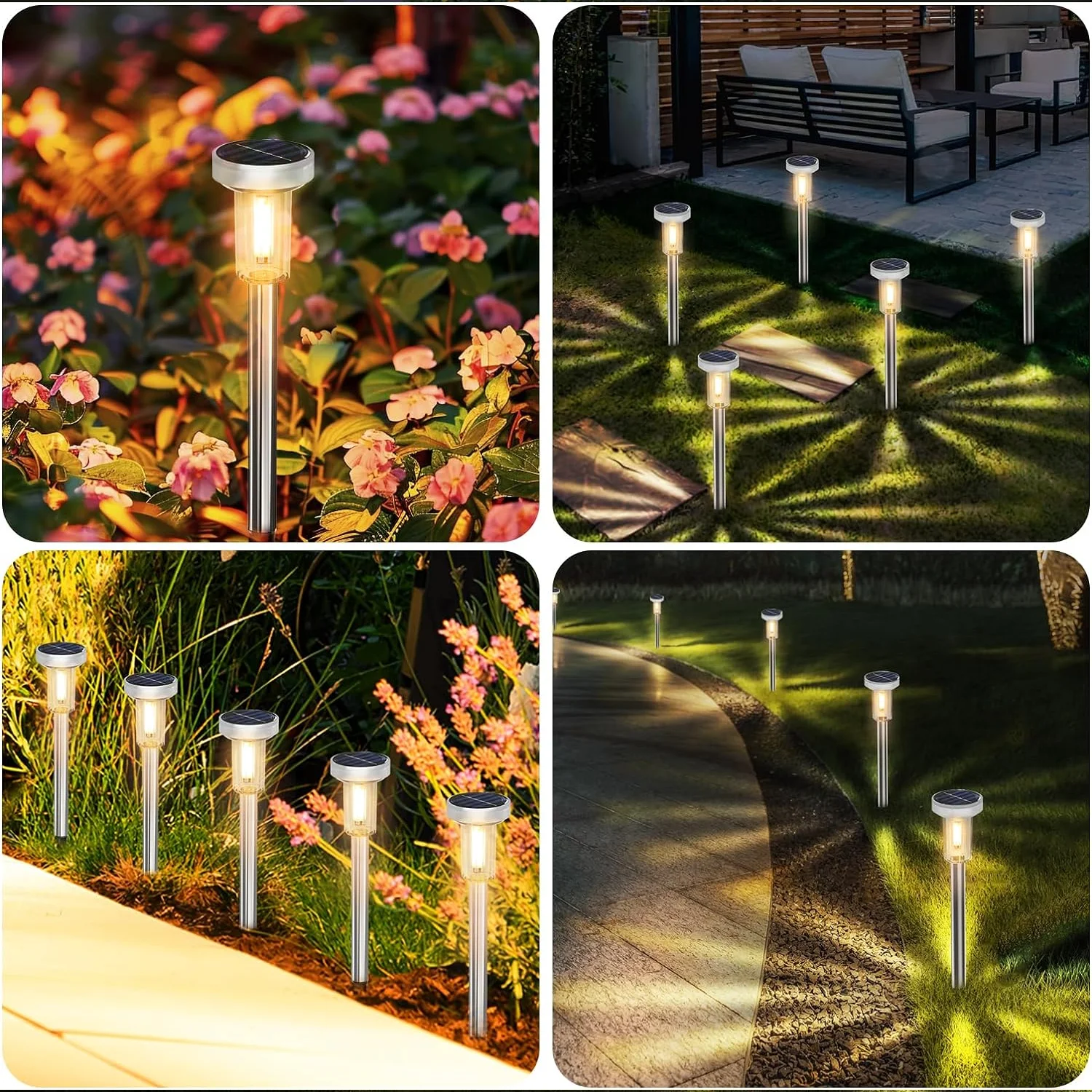 Outdoor zonne-gazonverlichting, landschapsdoorgangverlichting, waterdicht warm wit, binnenplaatsen decoreren, tuinen