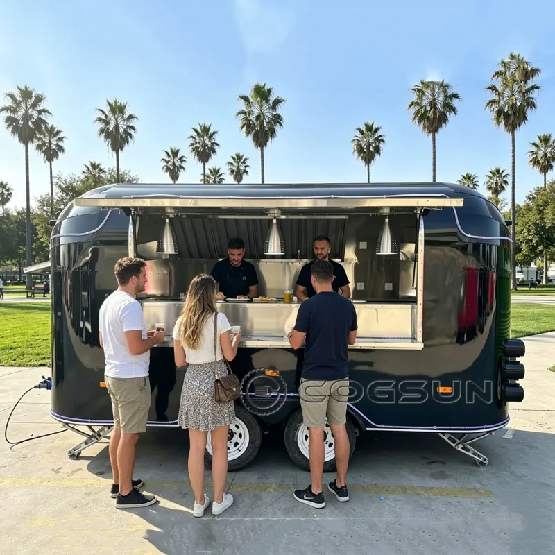 COGSUN Professional Custom Coffee Mobile Fast Food Truck Commercial Catering Mobile Bar BBQ Food Trailer Full Kitchen Equipment