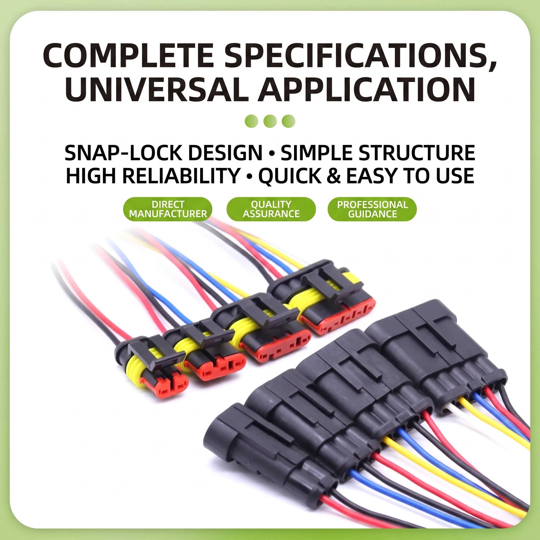 AMP 1.5 Connecter With Cable 1P 2P 3P 4P 5P 6P Automotive connector Male and female plug holder