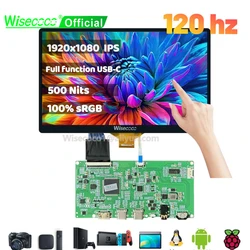Wisecoco 7 Inch 120HZ IPS Display 1920x1080 Touch Screen For Raspberry Pi 5 Portable Handheld Gaming Console Cell Phone 500nits