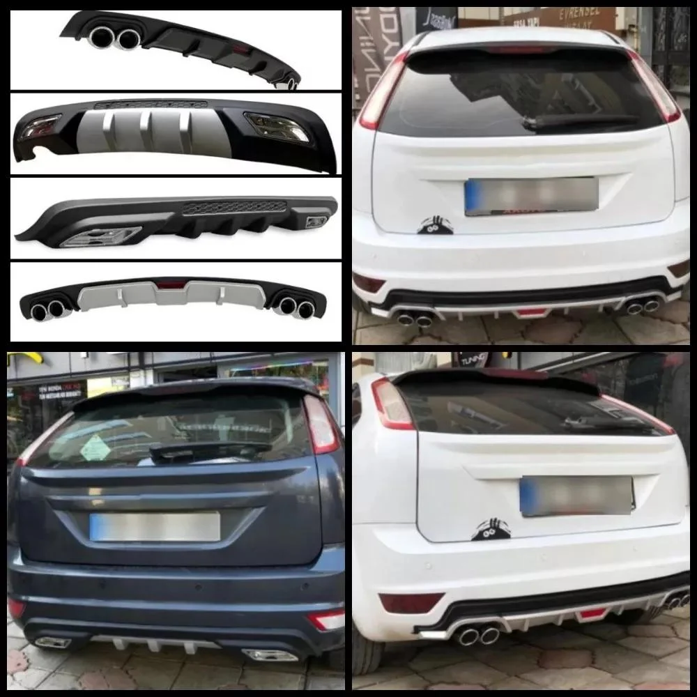 Car Rear Bumper Diffuser for Ford Focus MK2.5 Black ABS Plastic Car-Styling Spoiler Deflector Body Kit Splitter Lip Professional