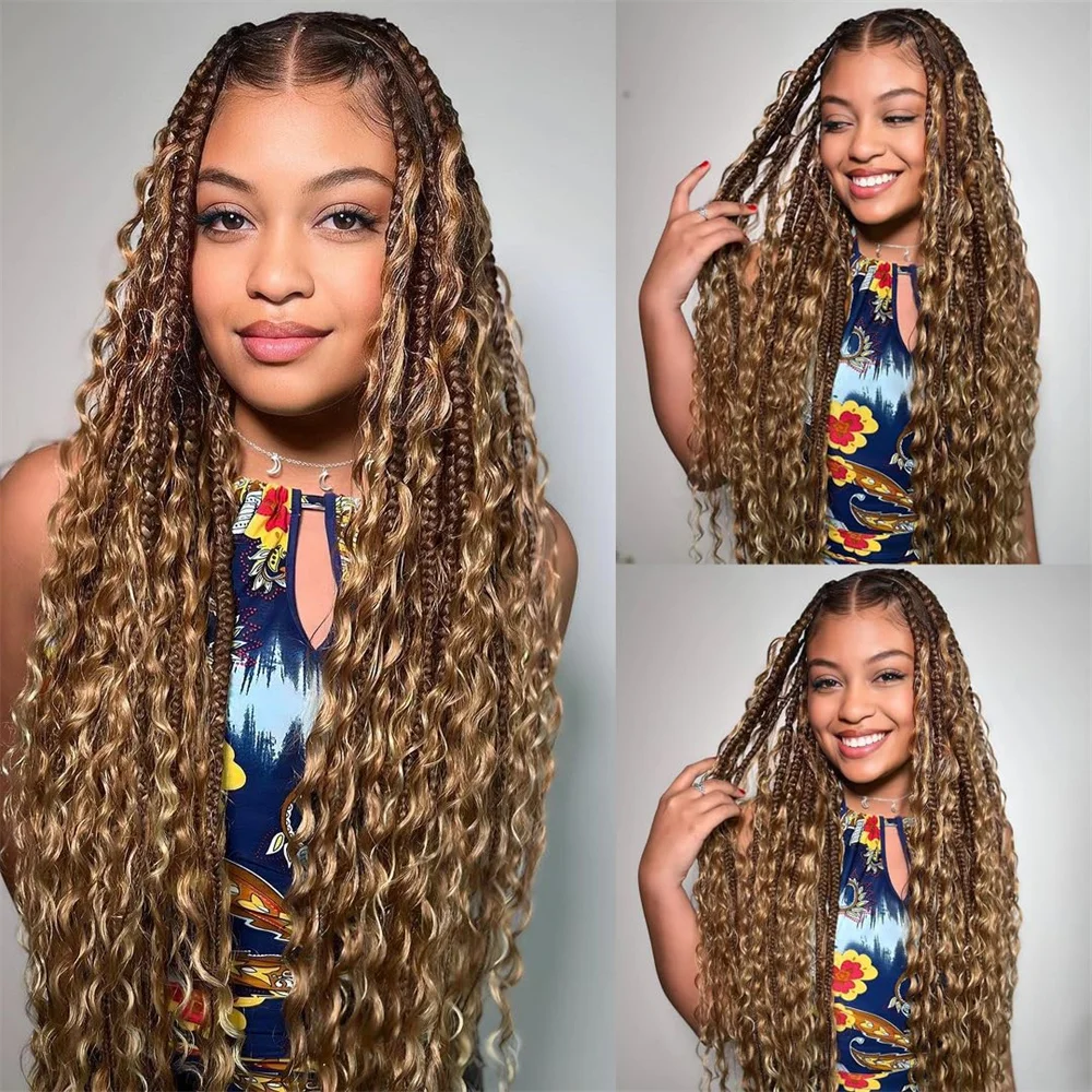 2 Bundles 100g Boho Braiding Human Hair for Boho Braids 4/27 Bohemian Knotless Wet and Wavy Deep Wave Curly Curls Bulk No Weft