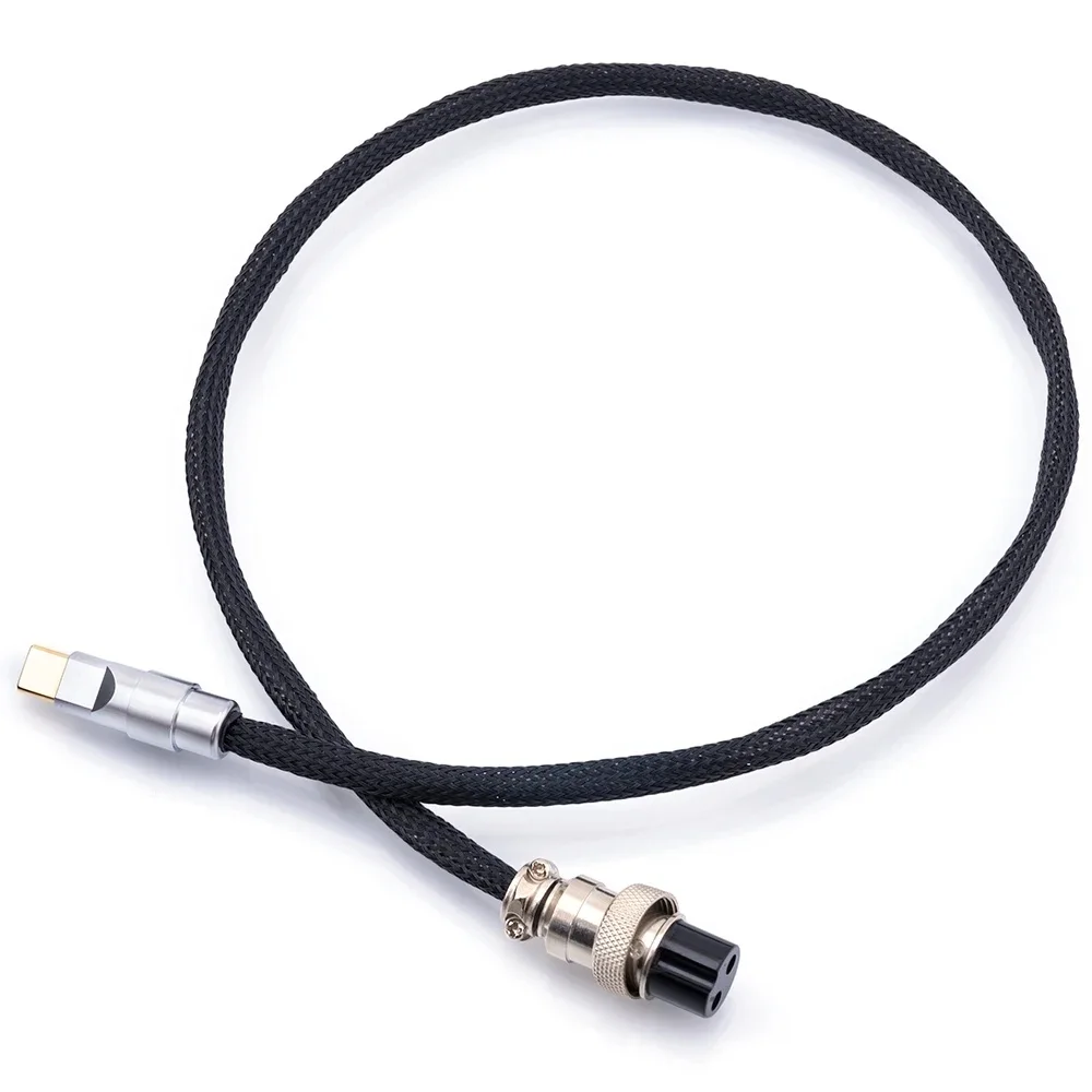 Posrebrzany kabel zasilający OCC High-fidelity Hifi DC GX16-2 Pin do USB Type-C Dedykowany audiofilski kabel do ładowania audio 5V3A — zdjęcie produktu 6