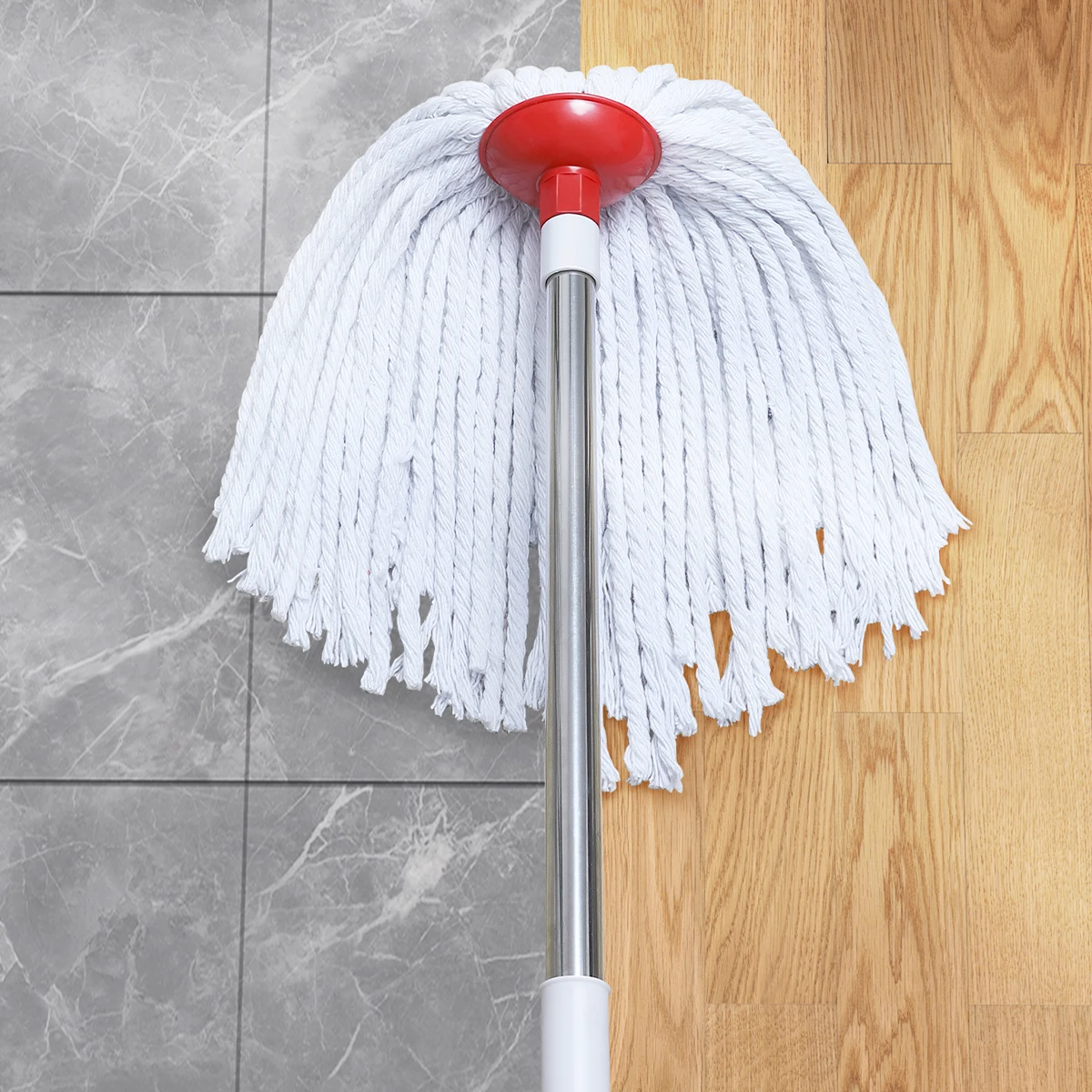 String Mop for Floor Cleaning,Long Handle Stainless Steel Cotton String Wet Mops, Cotton Mop for Home,Garage,Office Cleaning