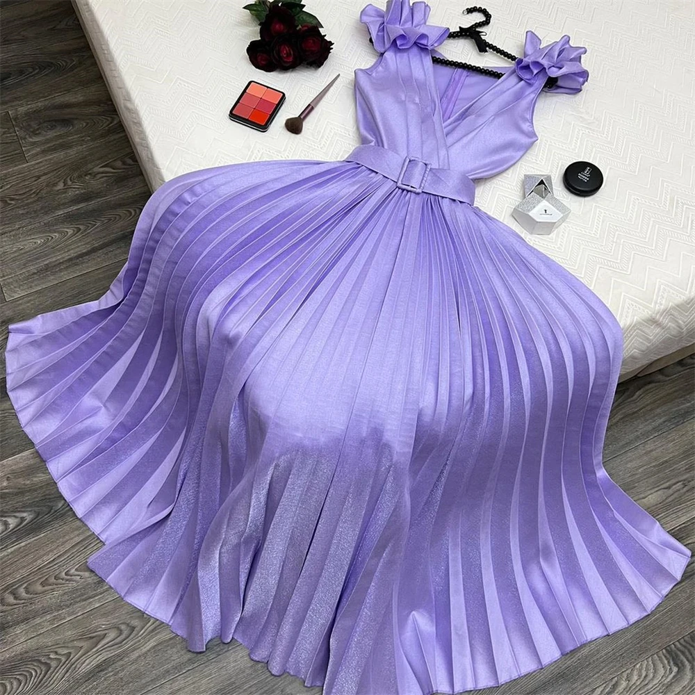 Customized Prom Dresses Retro Elegant V-neck A-line Fold S Formal Occasion Gown Abiti Da Cerimonia Donna 2023 Vestido Corto Eleg