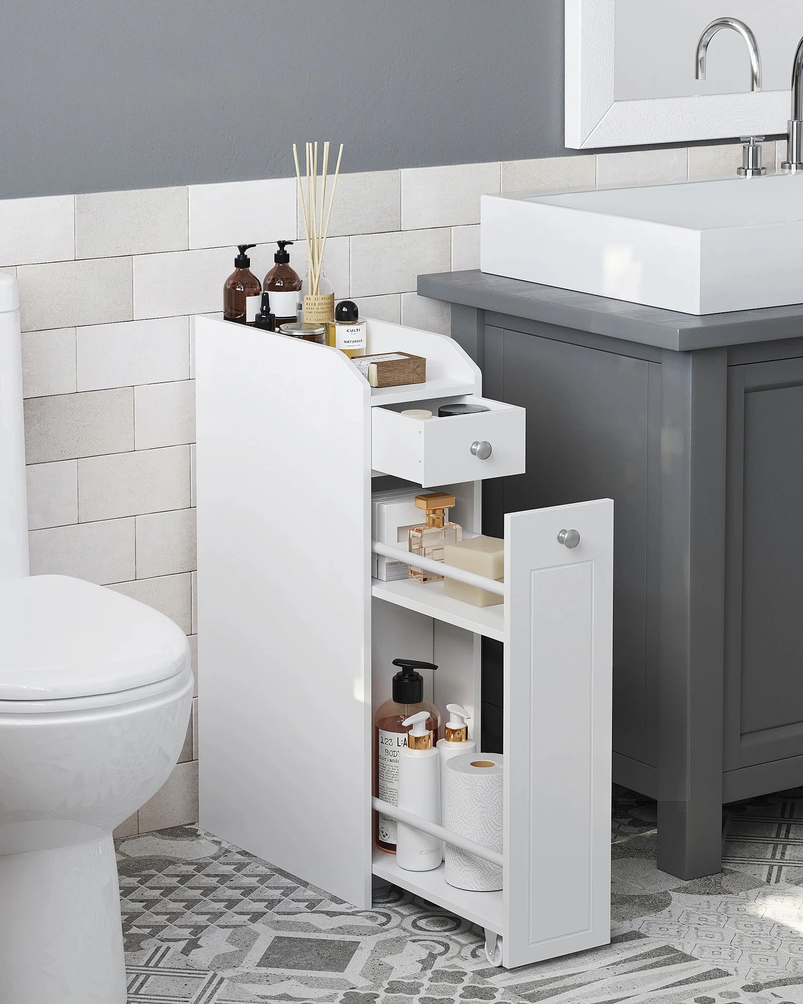 VASAGLE badkamer ladekast badkamer kledingkast toilet kledingkast met laden - afbeelding 2