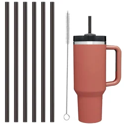 10PCS Reusable Black Straws For Stanley oz Tumbler, Eco-friendly 12in Replacement PP Drinking straw Stanley accessories