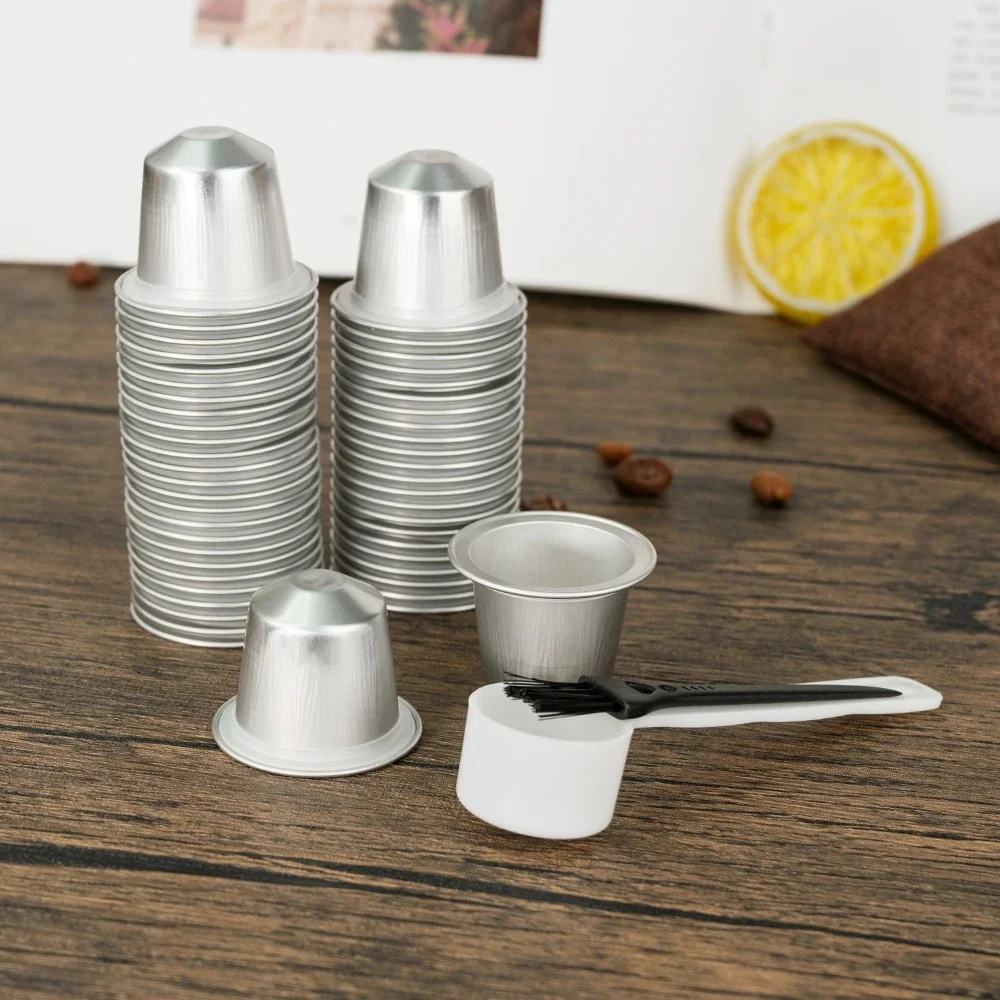 Leere Kaffeetassen mit Aluminiumfolien-Deckeln, Kaffeekapseln mit Siegelaufklebern, Kaffeefilter, kompatibel mit Nespresso Original