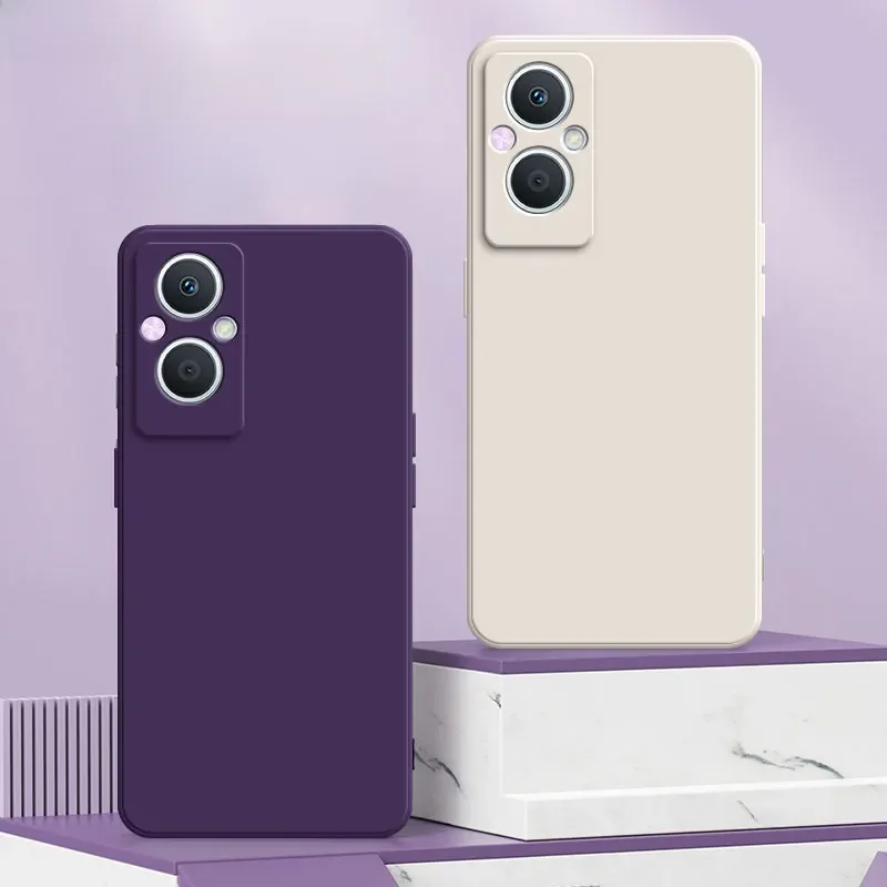 Capa de silicone líquido quadrado para oppo a96 f21 f21s pro reno 7 8 reno7 reno8 z 7z 8z lite para